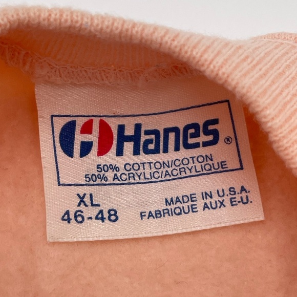 VTG Hanes Peach Embroidered Floral Crewneck Sweater USA Womens *READ* - Picture 10 of 12